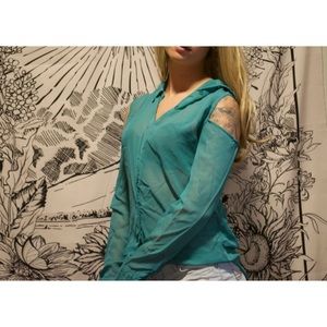 Chiffon Cutout Button Up